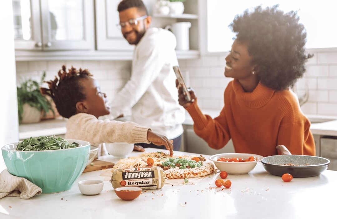 family cooking together